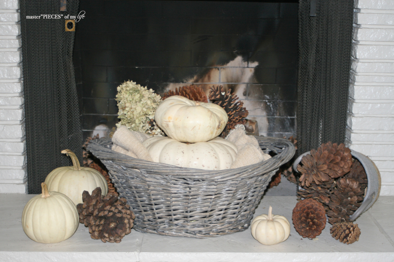 White pumpkin mantel 6