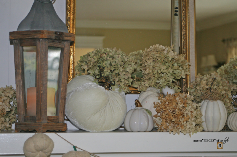 White pumpkin mantel 7