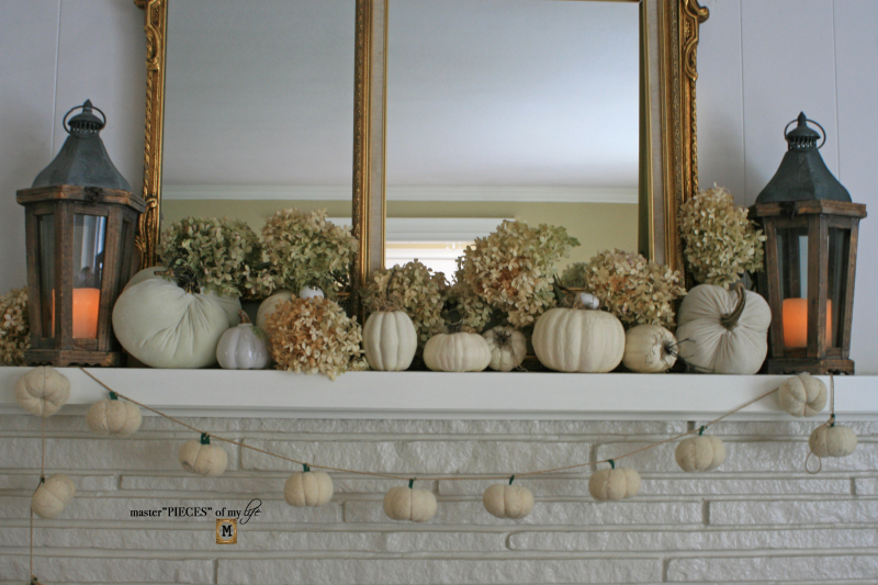 White pumpkin mantel 5