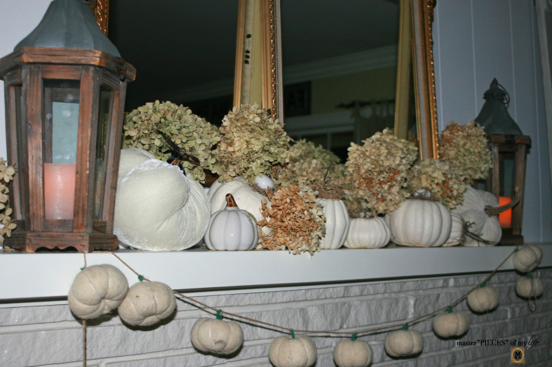 White pumpkin mantel 8