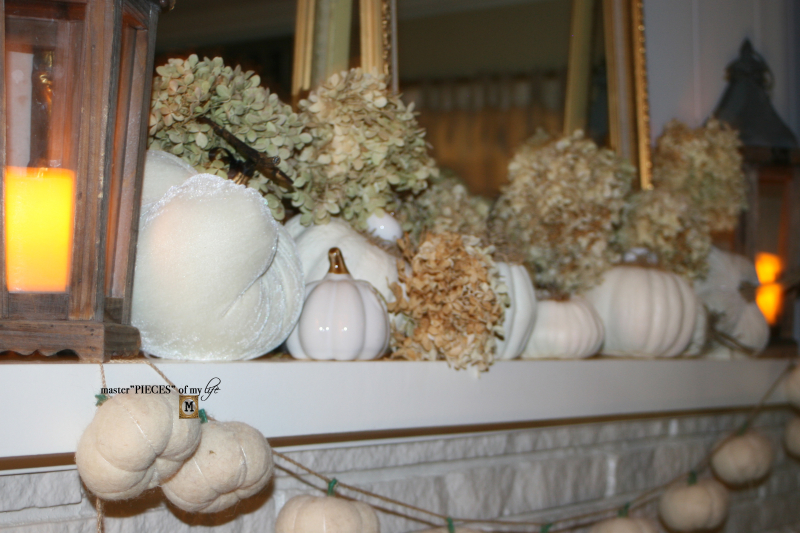 White pumpkin mantel 9
