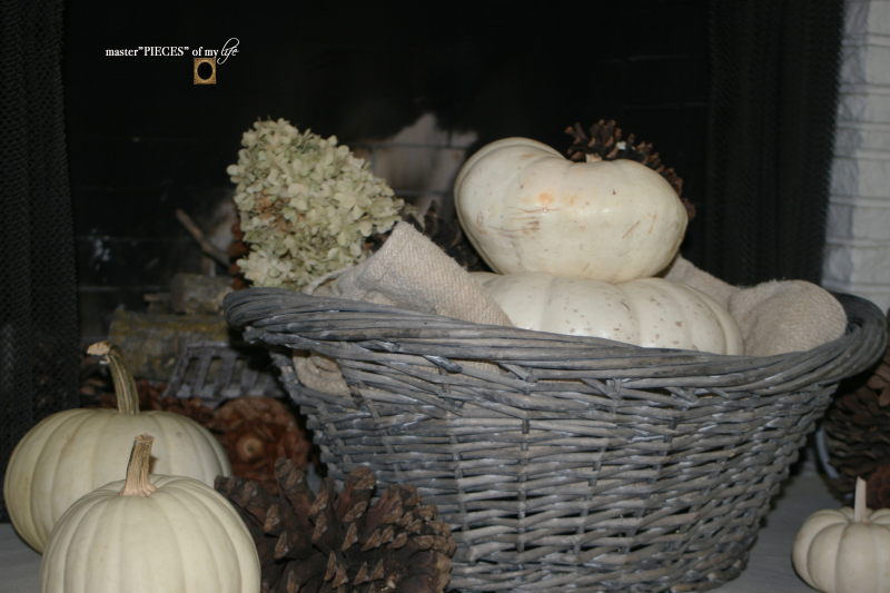White pumpkin mantel 11