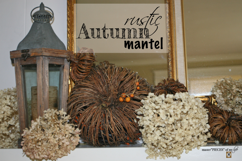 Rustic autumn mantel