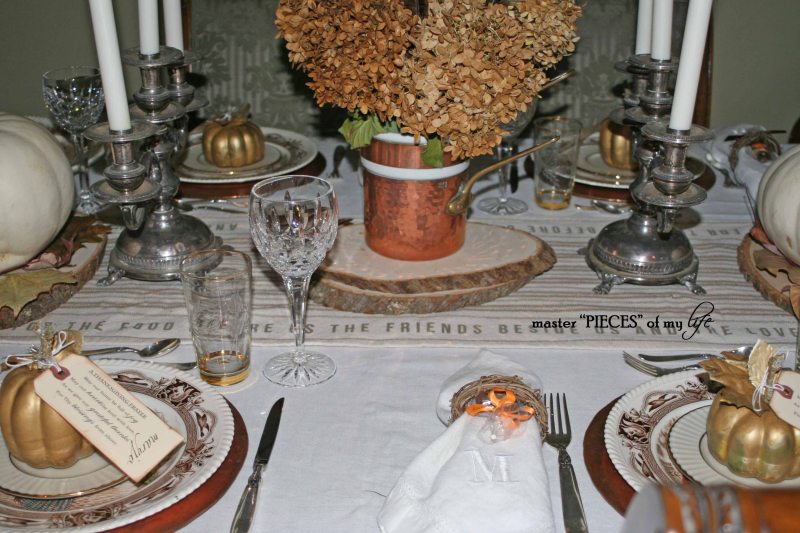 thanksgiving tablescape with mixed metals