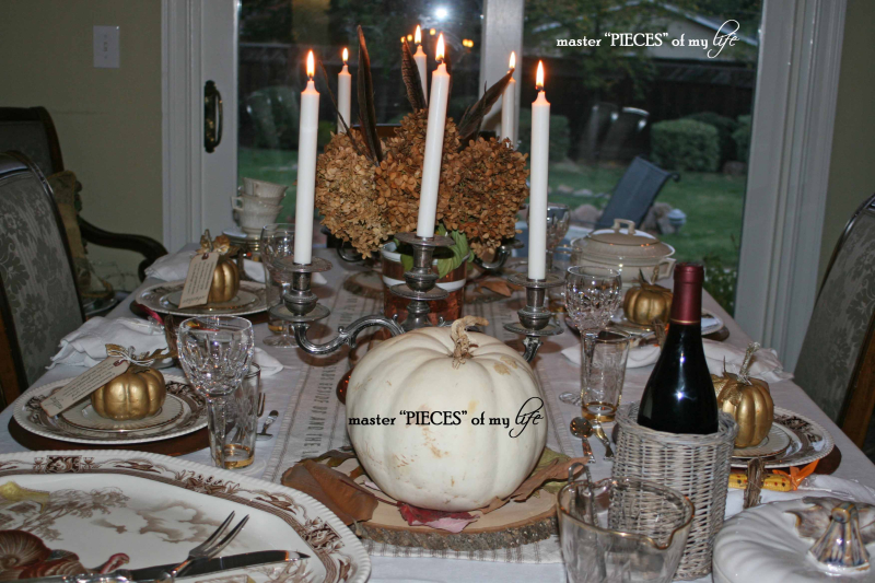 thanksgiving tablescape with mixed metals
