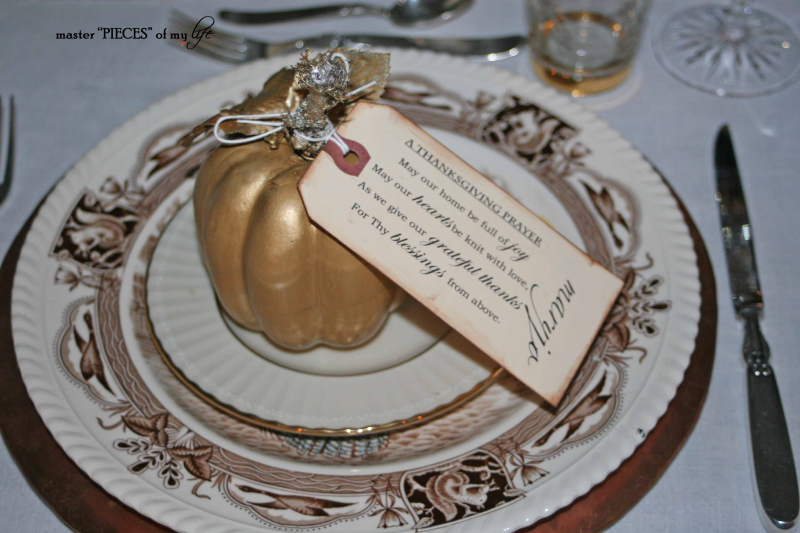 thanksgiving tablescape with mixed metals