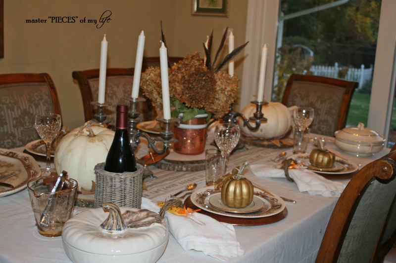 thanksgiving tablescape with mixed metals