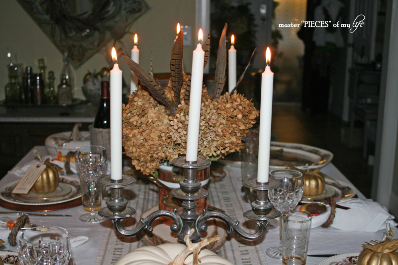 thanksgiving tablescape with mixed metals