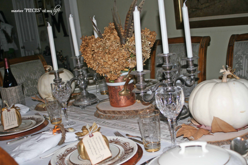thanksgiving tablescape with mixed metals