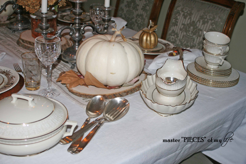 thanksgiving tablescape with mixed metals