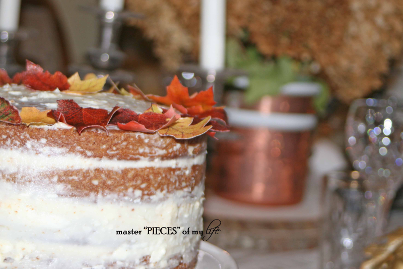 naked cake with edible leaves