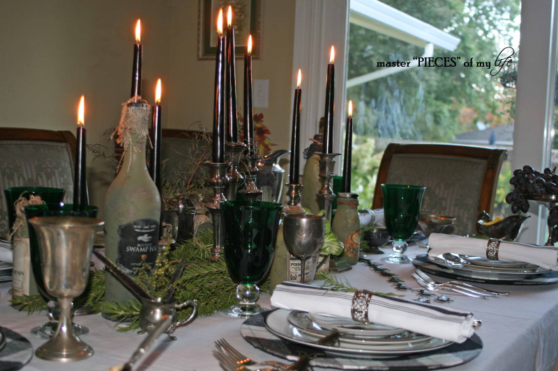 Green & black halloween tablescape1 Green & black halloween tablescape1