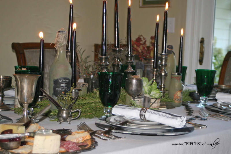 Green & black halloween tablescape9 Green & black halloween tablescape9