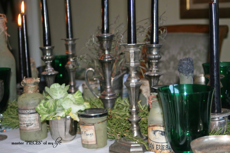 Green & black halloween tablescape12 Green & black halloween tablescape12