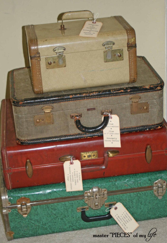 vintage suitcase organization