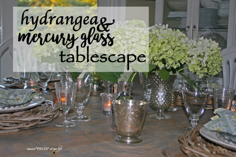 hydrangea and mercury glass tablescape