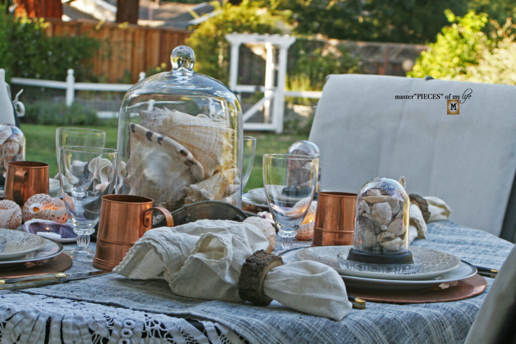 cloche seashell tablescape