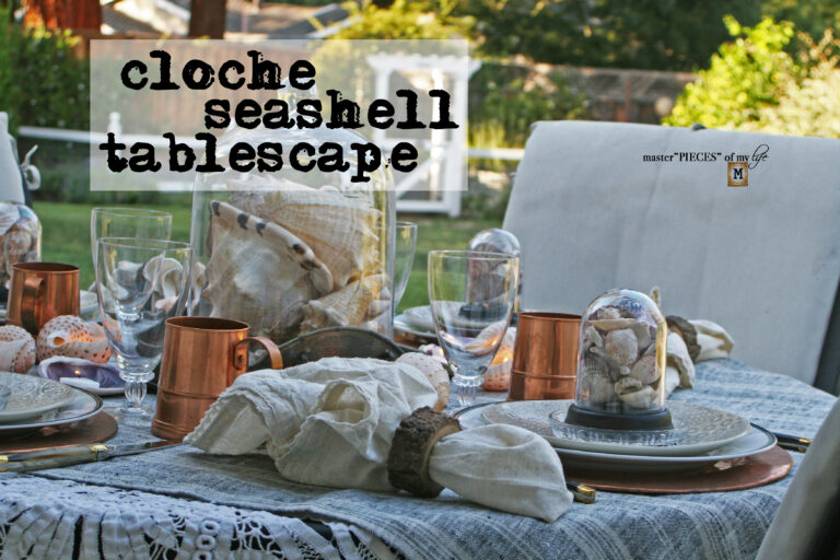 cloche seashell tablescape