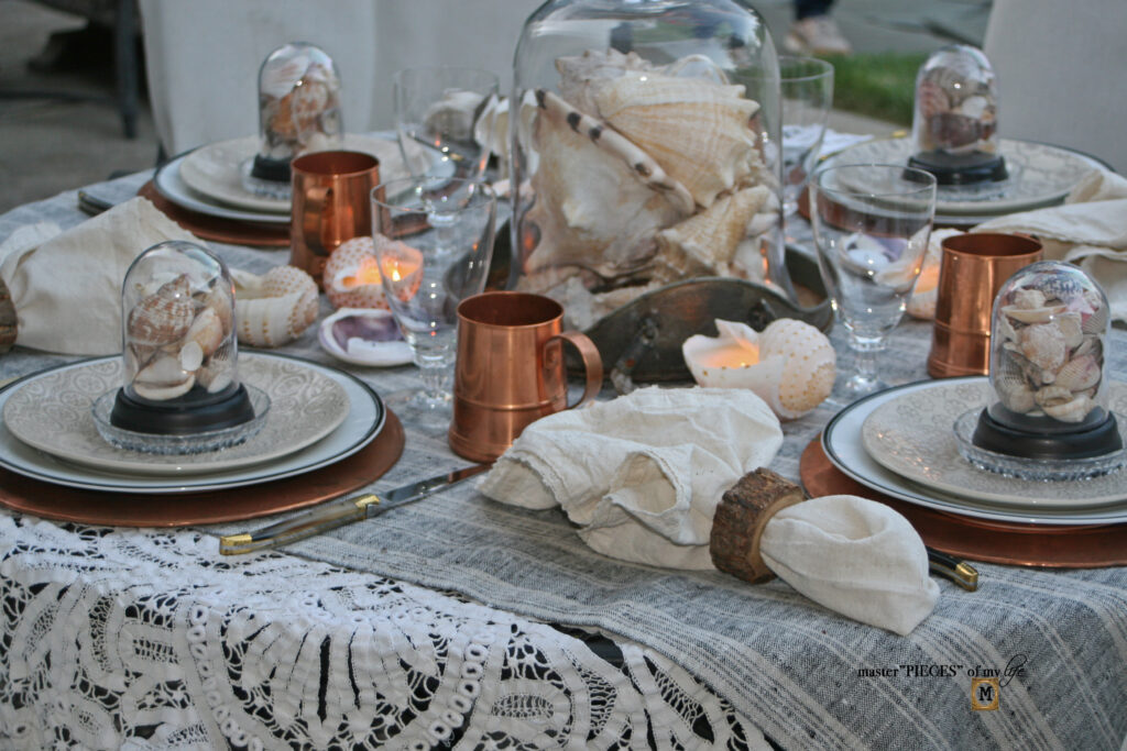 cloche seashell tablescape