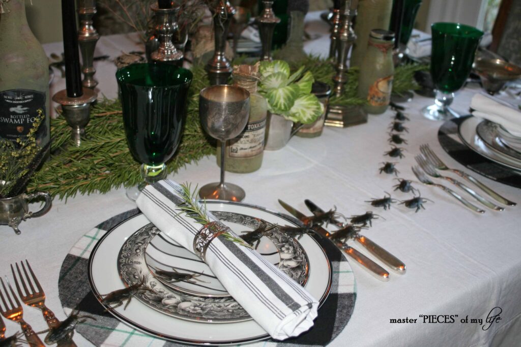 macabre halloween tablescape