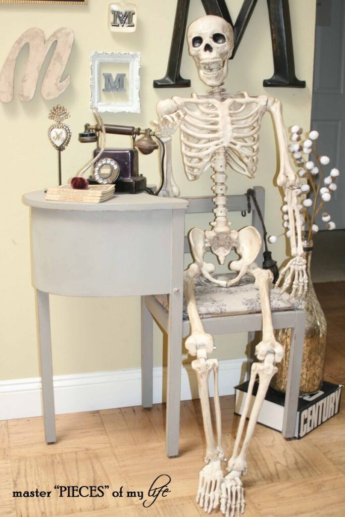 decorating for halloween with a skeleton crew