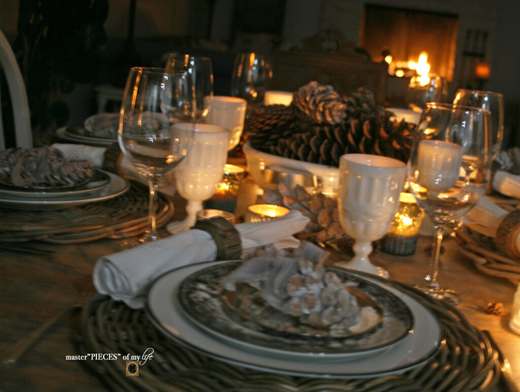 winter pine cone table