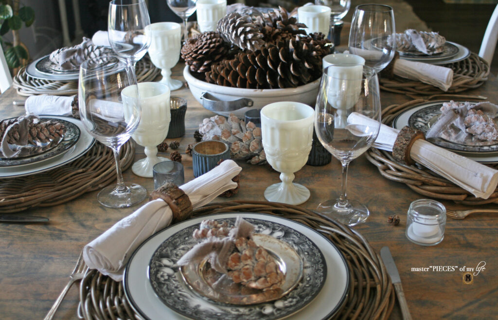 pine cone tablescape