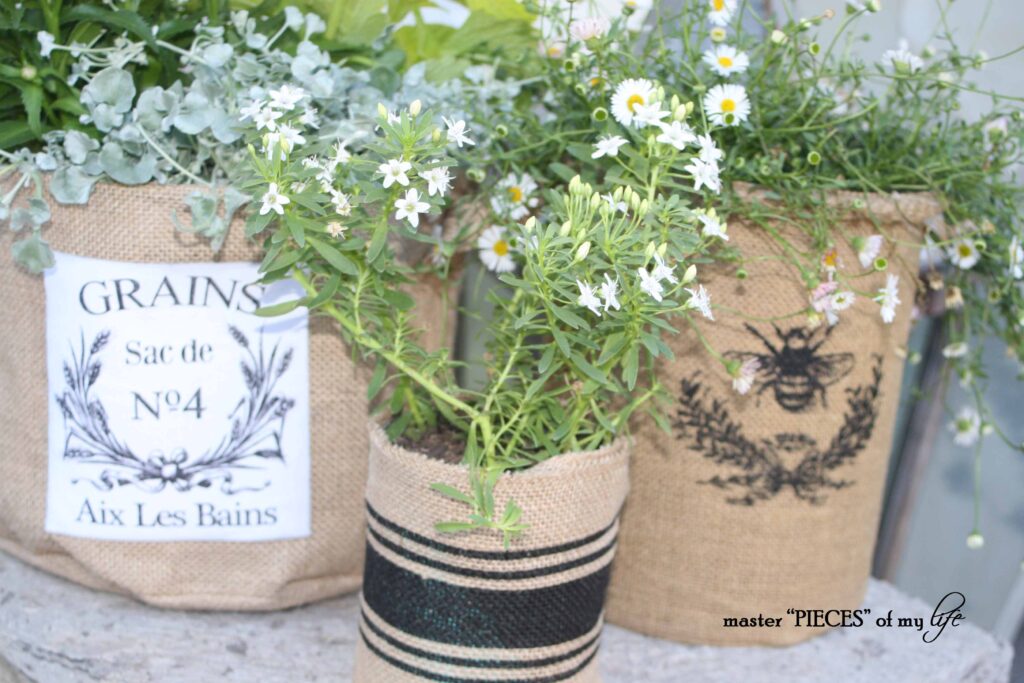 burlap container garden DIY