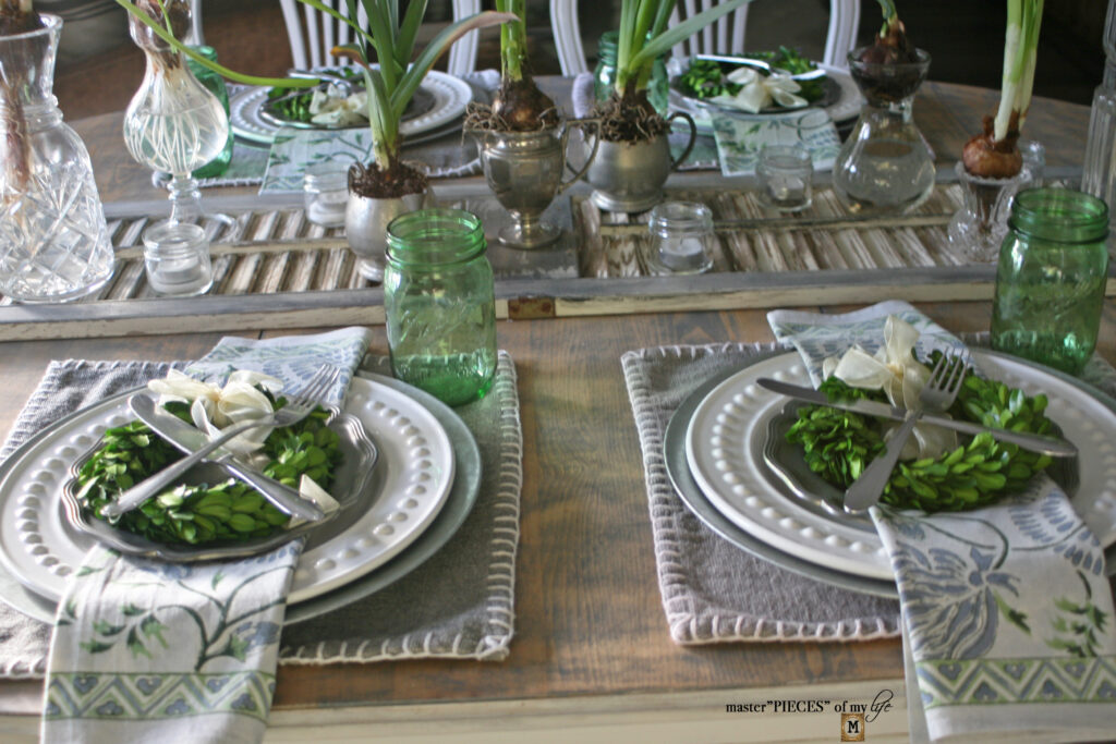 forced bulbs spring tablescape