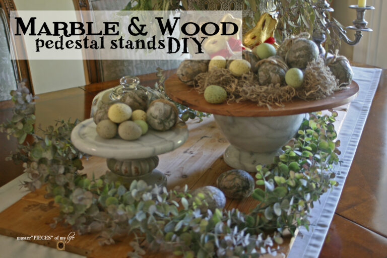marble and wood pedestal stands DIY