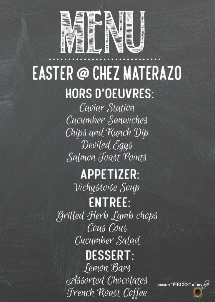Easter Menu Chalkboard