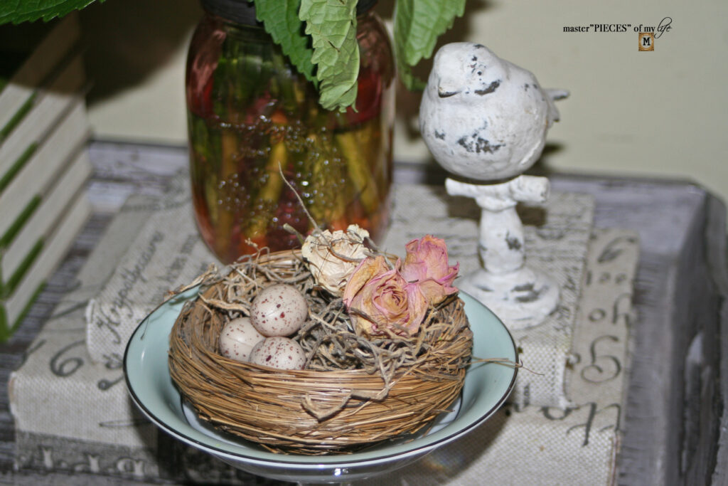 spring decor in the foyer