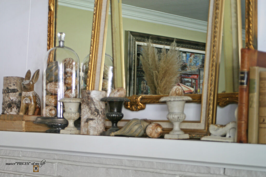 rustic Easter mantel