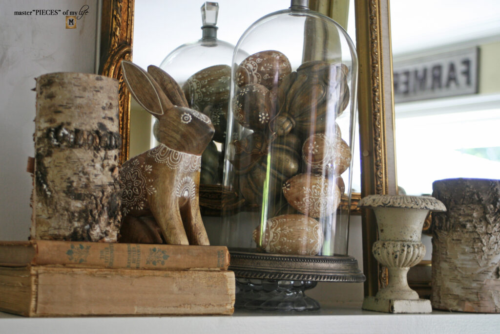 rustic Easter mantel