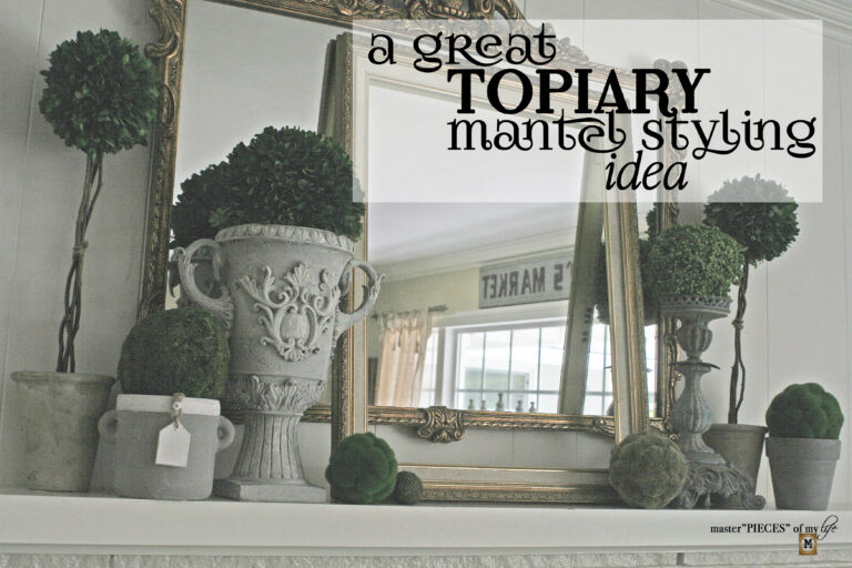 a great topiary mantel styling idea