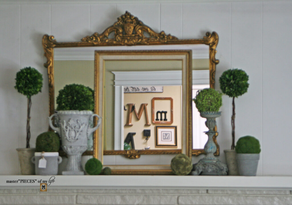 topiary spring mantel