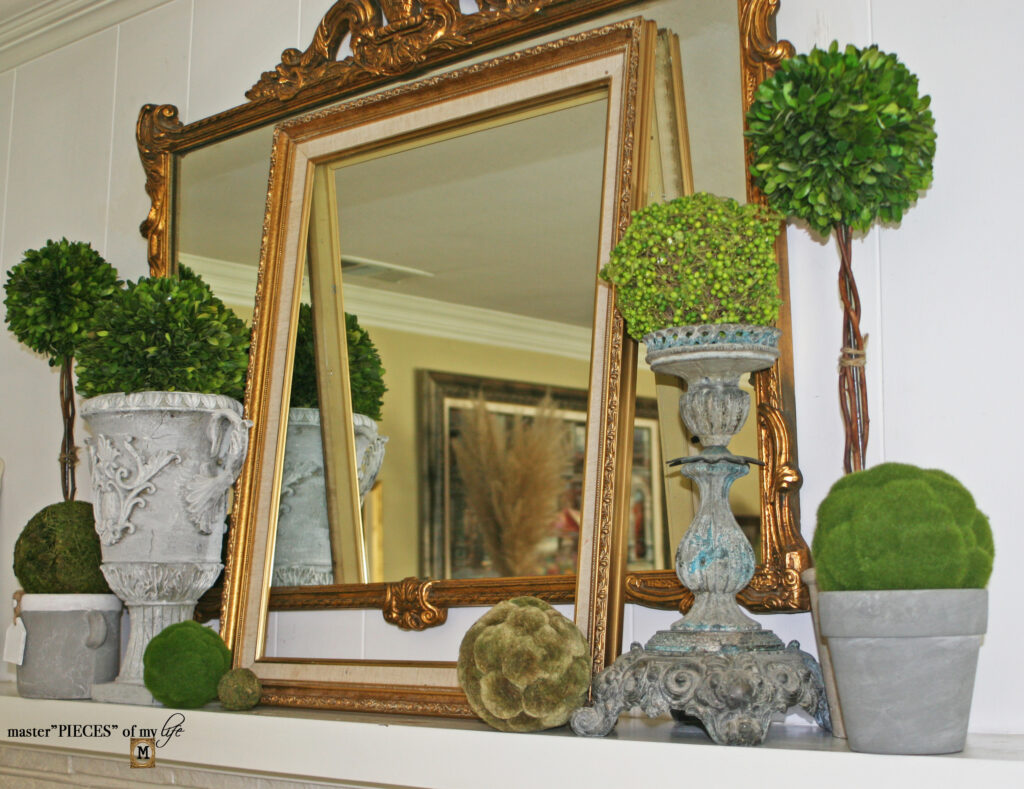 topiary mantel styling