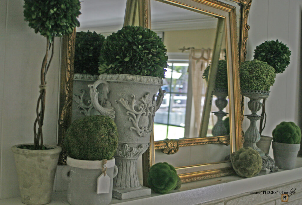 topiary mantel styling