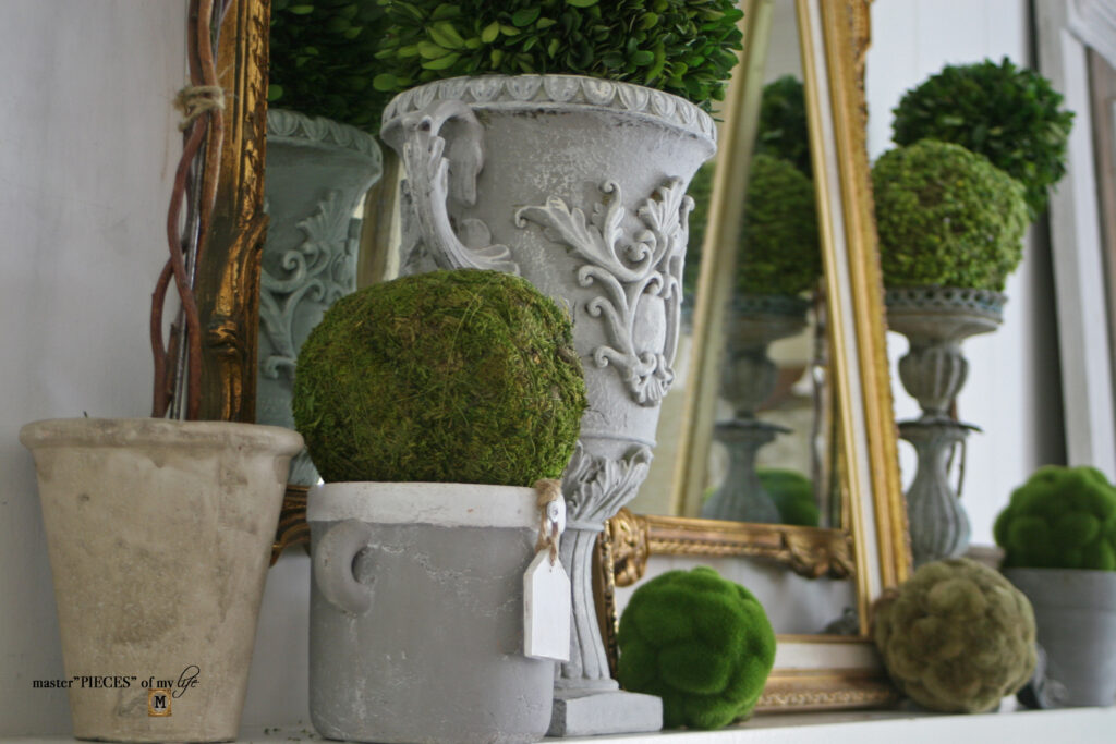 topiary mantel styling