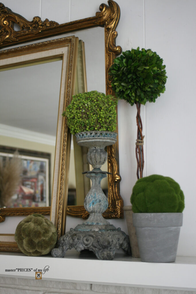 topiary mantel styling