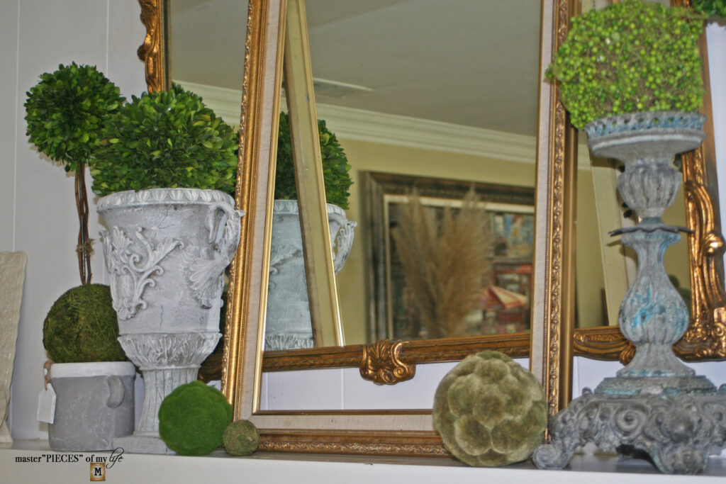 topiary mantel styling