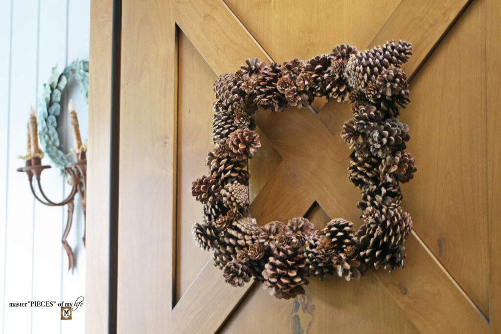 square pine cone wreath
