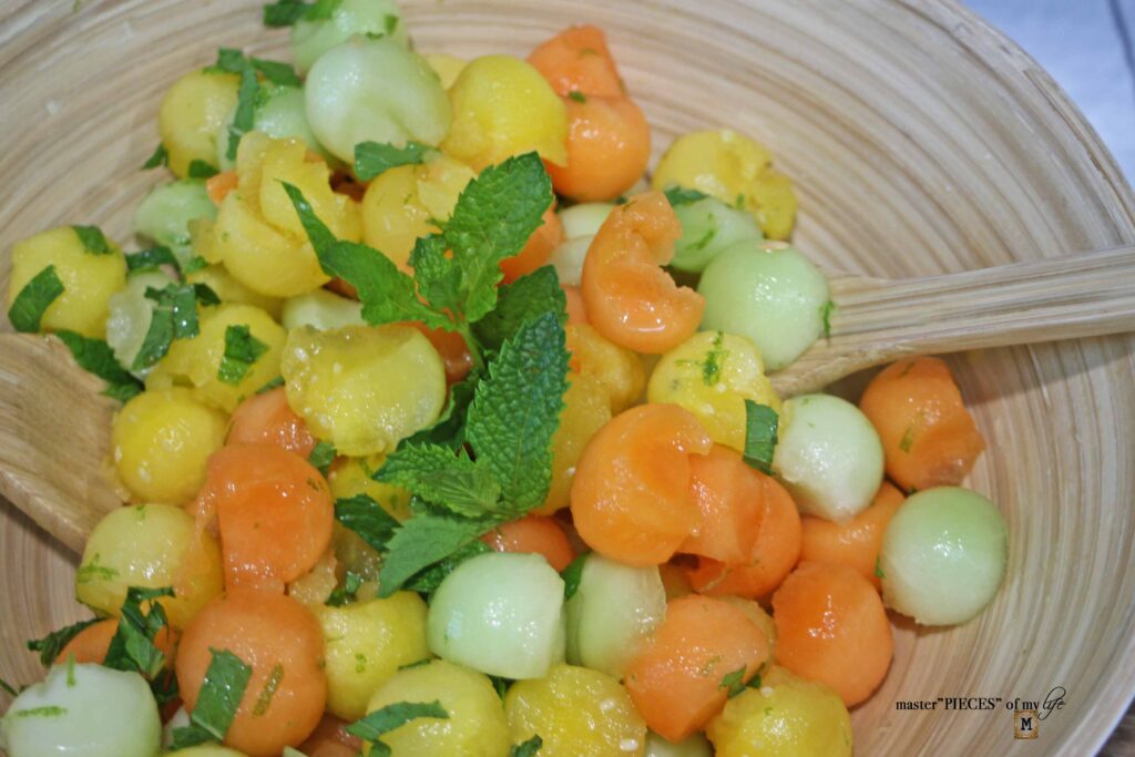 refreshing 3 melon salad with lime & mint