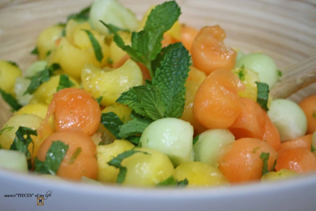 refreshing 3 melon salad with lime & mint