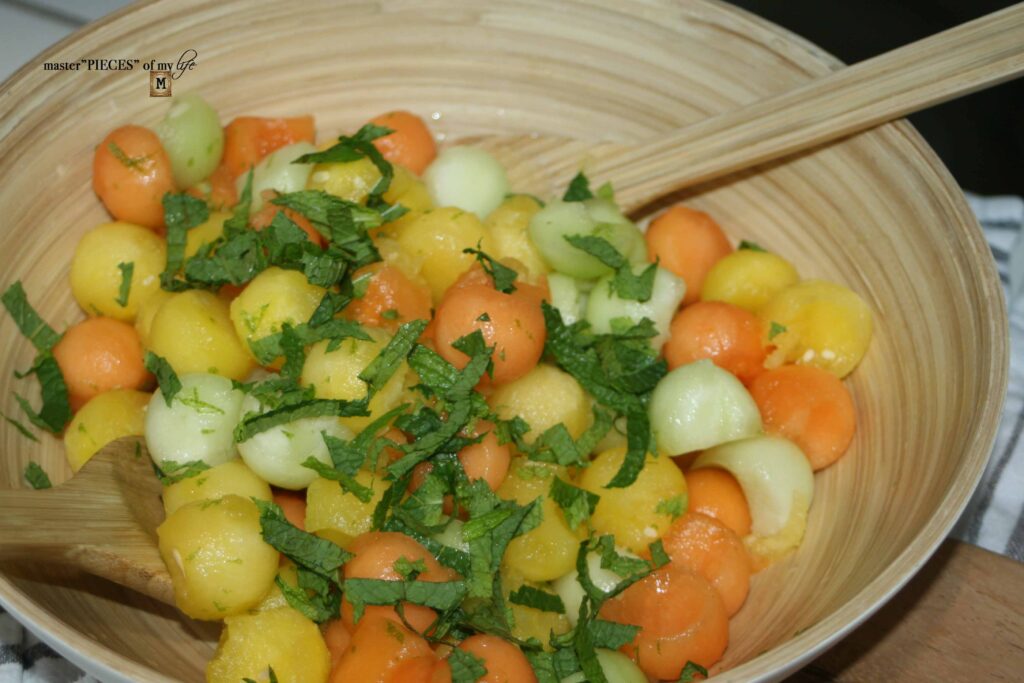 refreshing 3 melon salad with lime & mint