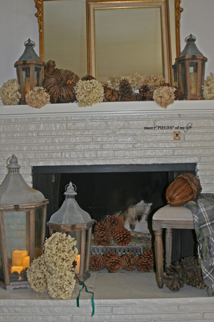 rustic autumn mantel styling