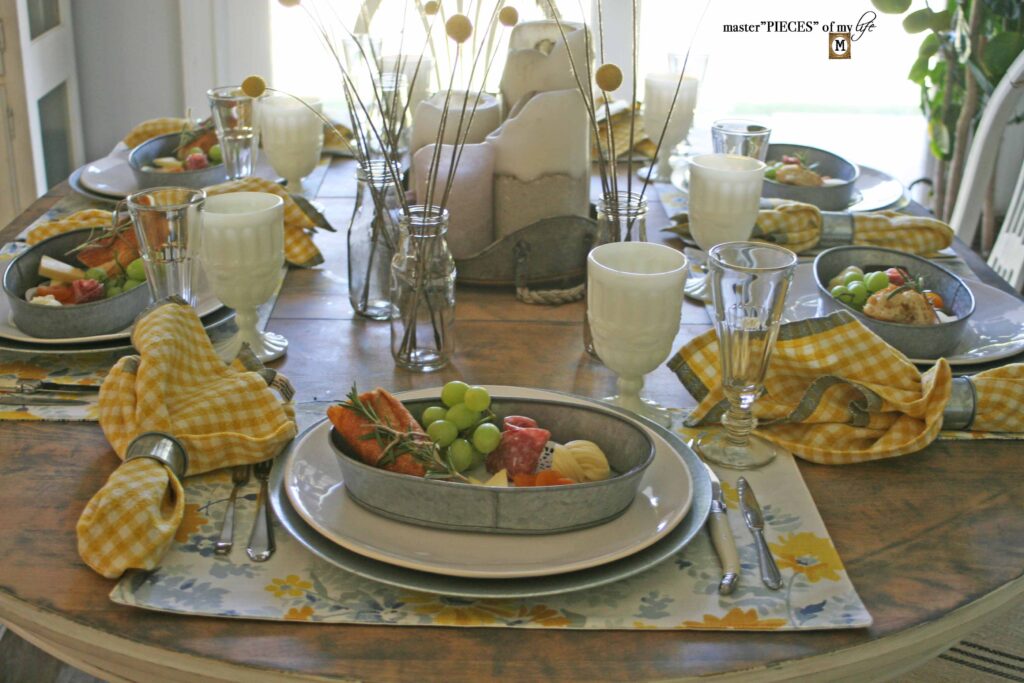 yellow and gray table styling