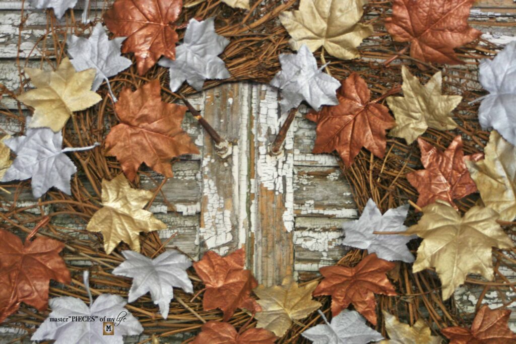 how to make a metallic leaf wreath DIY