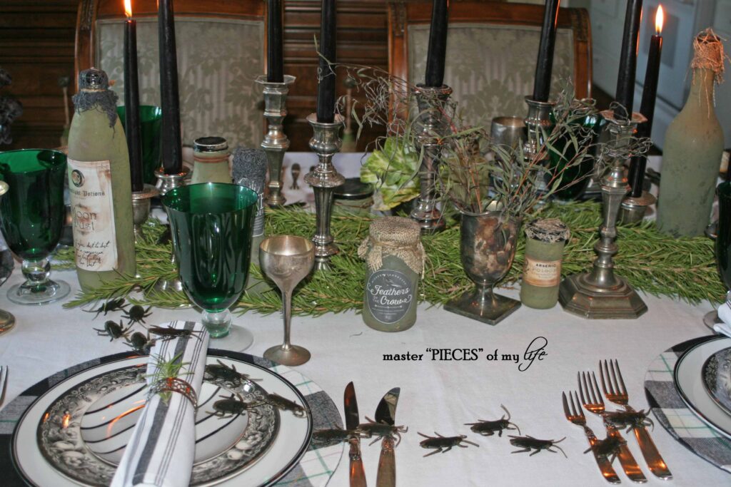 macabre halloween tablescape