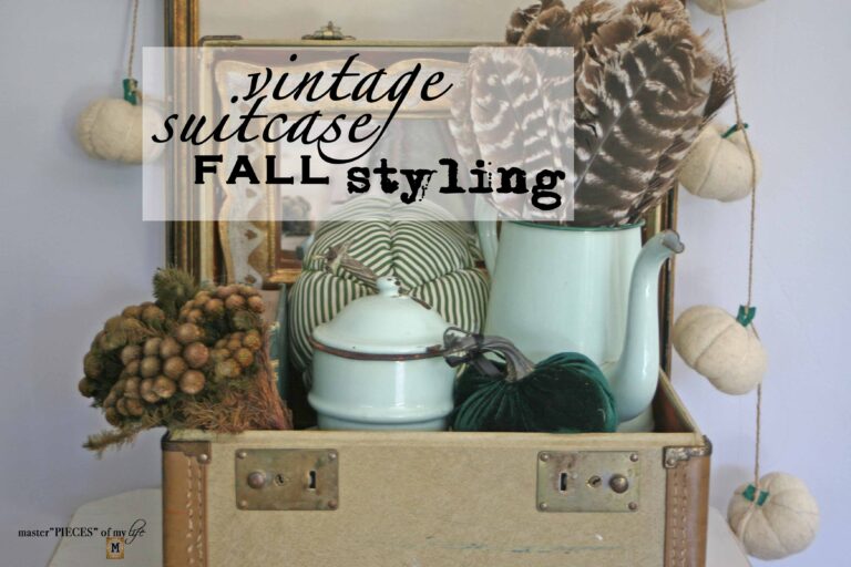 vintage suitcase fall styling vignette